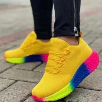 Yellow Casual Sportswear Daily Patchwork Round Comfortable Sport Running Shoes