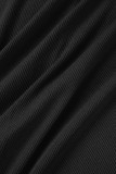 Macacão skinny preto casual com patchwork sólido decote em U