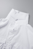 Blusas de colarinho assimétrico branco casual sólido patchwork