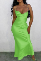 Зеленые сексуальные однотонные лоскутные платья с открытой спиной и лямкой на шее, длинное платье, платья