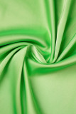 Grön Sexig Solid Patchwork Rygglös Halter Lång Klänning Klänningar