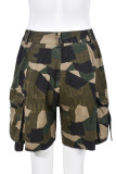 Camouflage Casual Camouflage Print Patchwork Regular High Waist Conventional Full Print Shorts