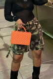 Camouflage Casual Camouflage Print Patchwork Regular High Waist Conventional Full Print Shorts