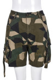 Camouflage Casual Camouflage Print Patchwork Regular High Waist Conventional Full Print Shorts