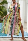 Robes de plage multicolores à imprimé décontracté et à encolure en V