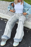 Свободные джинсы Blue Street с карманами в стиле пэчворк и высокой талией