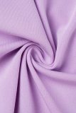 Фиолетовые сексуальные сплошные выдолбленные поперечные ремни Половина водолазки с коротким рукавом из двух частей (три части)