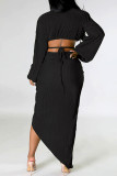 Yellow Sexy Solid Frenulum Slit V Neck Long Sleeve Two Pieces