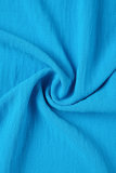 Vestidos de camisa azul casual patchwork sólido com gola virada para baixo