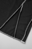 Zwarte Sexy Solid Patchwork Backless Strap Design Halter One Step Rokjurken
