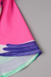 Flerfärgad Sweet Print Strap Design V-hals Regular Rompers