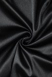 Svarta sexiga solida rygglösa klänningar med V-hals