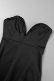 Черное сексуальное вечернее платье с открытой спиной и без бретелек