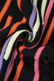 Macacão skinny preto casual patchwork com decote oco vazado