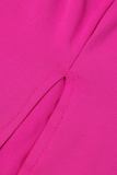 Розово-красные повседневные сплошные кисточки Пэчворк Спинки Без бретелек Платья больших размеров
