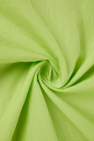 Verde fluorescente Casual Patchwork Contrasto Cerniera Colletto Manica lunga Due pezzi