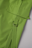 Pantalones de color sólido convencional de cintura alta regular de patchwork sólido casual azul