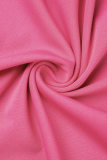 Темно-розовые повседневные однотонные платья с круглым вырезом и кисточками без рукавов Платья