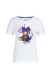 Navy Blue Sweet Daily Print Patchwork O Neck T-Shirts