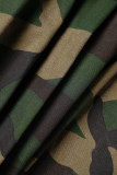 Camuflagem Casual Estampa Camuflada Patchwork Regular Cintura Alta Convencional Saia Estampada Completa