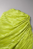 Зеленый сексуальный сплошной пэчворк с открытыми плечами и коротким рукавом из двух частей