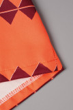 Orange-rote, lässige Basic-Hose mit normaler, hoher Taille und konventionellem Volldruck