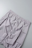 シアン グレー カジュアル ソリッド ベーシック レギュラー ハイウエスト 従来のソリッドカラー スカート