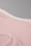 Pink Sexy Solid Hollowed Out Frenulum Backless Strapless Tops