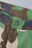 Camouflage Casual Camouflage Print Basic Regular Pantaloni a vita alta convenzionali con stampa completa
