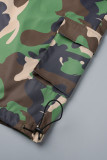 Camouflage Casual Camouflage Print Basic Vanlig hög midja Konventionella heltrycksbyxor