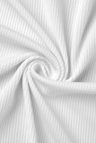 クリームホワイト カジュアル ソリッド パッチワーク ターンダウンカラー シャツドレス ドレス