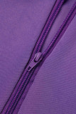 Viola casual fasciatura solida patchwork cerniera collare con cerniera senza maniche due pezzi