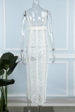 Абрикосовое сексуальное однотонное длинное платье с открытой спиной на тонких бретелях