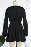 Черные элегантные однотонные бальные платья в стиле пэчворк с V-образным вырезом и V-образным вырезом
