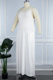 Абрикосовое сексуальное повседневное однотонное длинное платье с открытой спиной на тонких бретелях Платья больших размеров