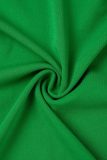 Зеленые повседневные однотонные бинты в стиле пэчворк с застежкой-молнией и воротником без рукавов из двух частей