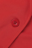 Rode casual print met riem, omslagkraag, twee stukken met lange mouwen