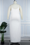 Абрикосовое сексуальное повседневное однотонное длинное платье с открытой спиной на тонких бретелях Платья больших размеров