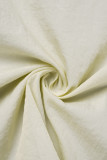 Witte casual patchwork contrasterende rits kraag lange mouw twee stukken