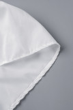 Witte casual effen patchwork asymmetrische off-shoulder tops