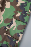 Calça camuflada casual com estampa de camuflagem básica regular cintura alta convencional com estampa completa