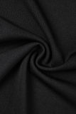 Schwarze, sexy Patchwork-Jumpsuits mit durchsichtigem O-Ausschnitt