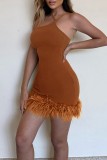Orange Sexy Solid Backless Spaghetti Strap Sleeveless Dress Dresses