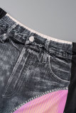 Jupe imprimée décontractée basique skinny taille haute à positionnement conventionnel noire