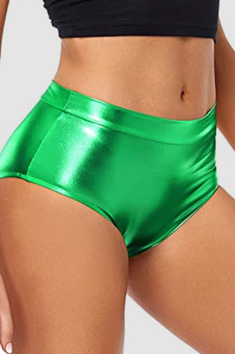 Pantalones cortos de color sólido convencional de cintura media ajustados básicos sólidos sexy verde