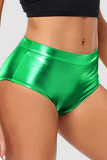 Green Sexy Solid Basic Skinny Mid Waist Conventional Solid Color Shorts