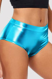 Turquoise Sexy Solid Basic Skinny Mid Waist Conventional Solid Color Shorts