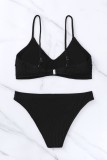 Black Sexy Solid Backless Swimwears (With Paddings)