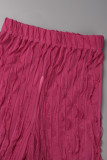Pantalones de color sólido convencional de cintura alta regular básico sólido casual rojo rosa