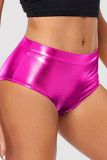 Pink Sexy Solid Basic Skinny Mid Waist Conventional Solid Color Shorts